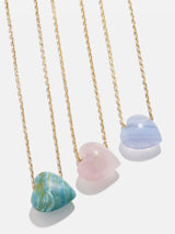 BaubleBar Juno Blue Lace Agate Necklace - Blue Lace Agate Stone - 
    Semi-precious heart necklace