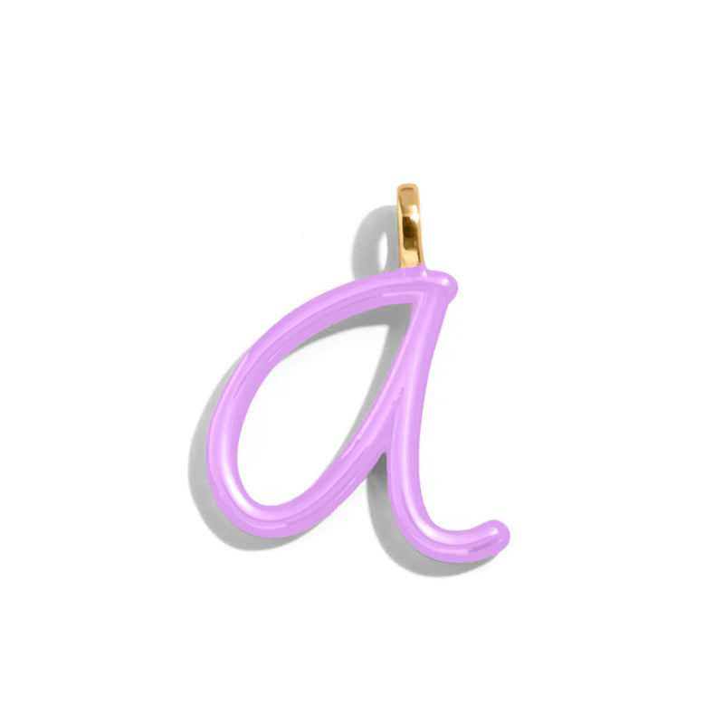 Custom Lilac Enamel Script Letter Charm - A