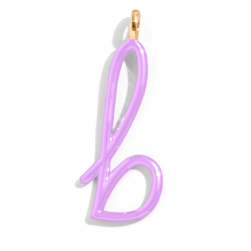 Custom Lilac Enamel Script Letter Charm - B