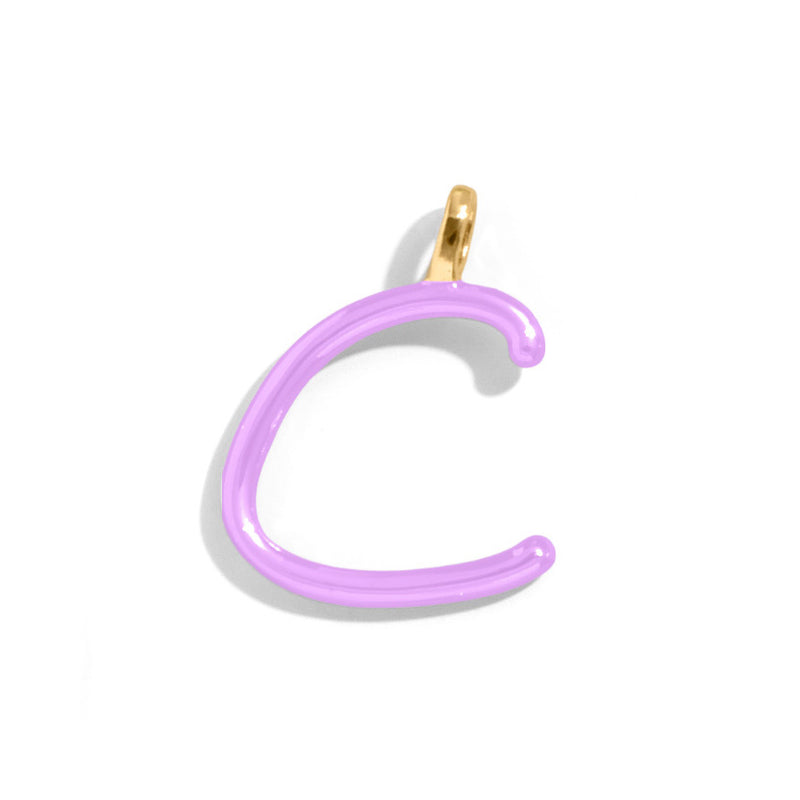 Custom Lilac Enamel Script Letter Charm - C