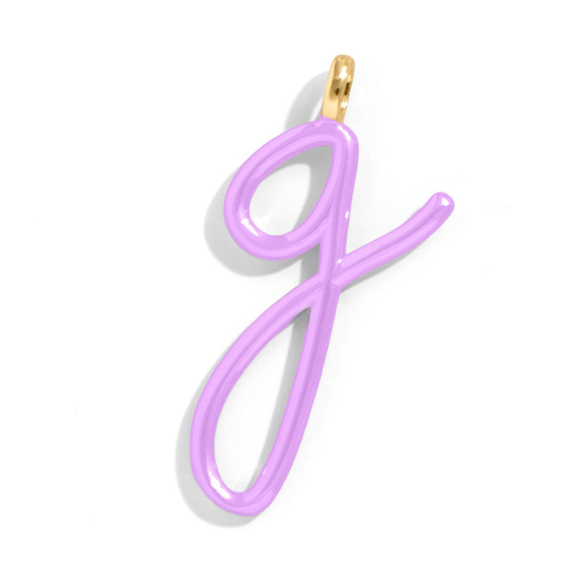 Custom Lilac Enamel Script Letter Charm - G