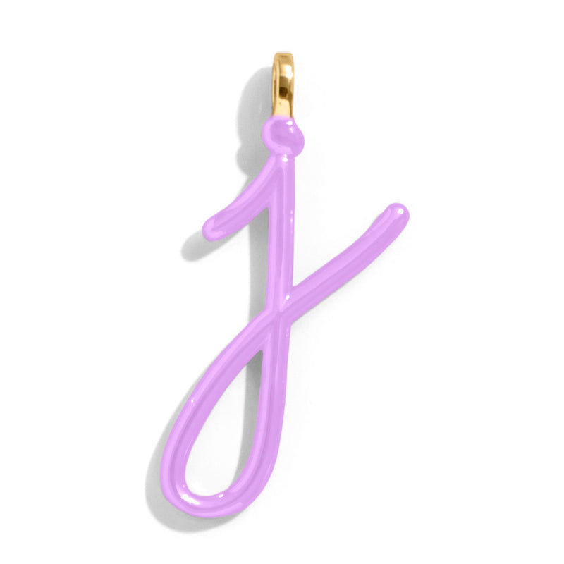 Custom Lilac Enamel Script Letter Charm - J