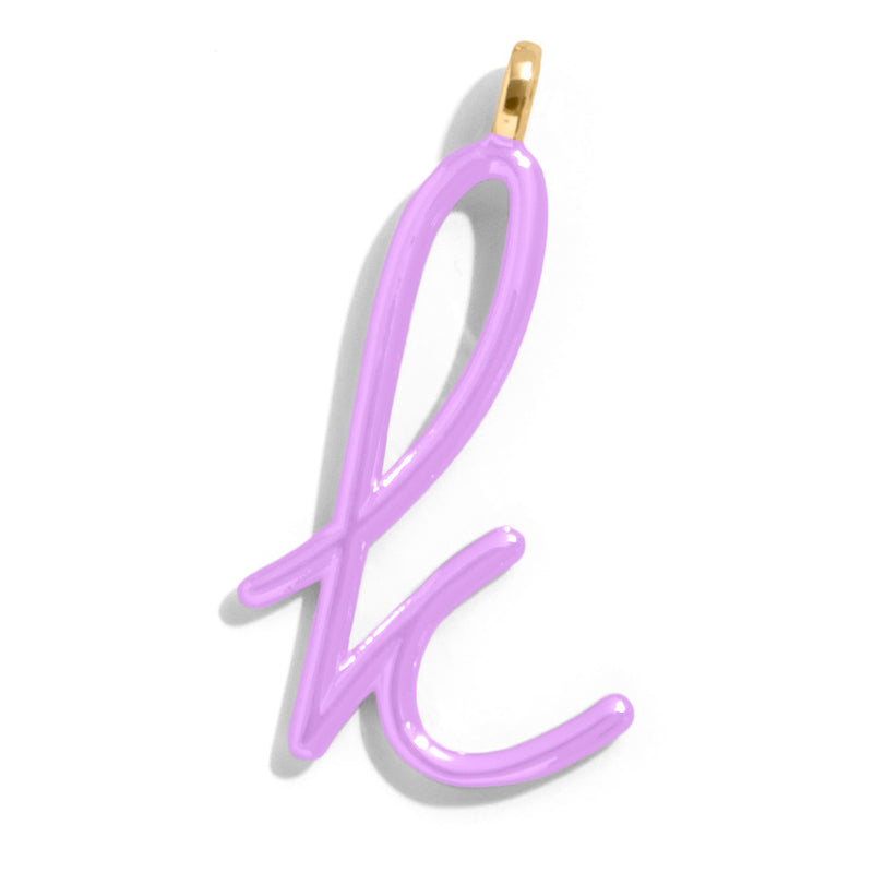 Custom Lilac Enamel Script Letter Charm - K