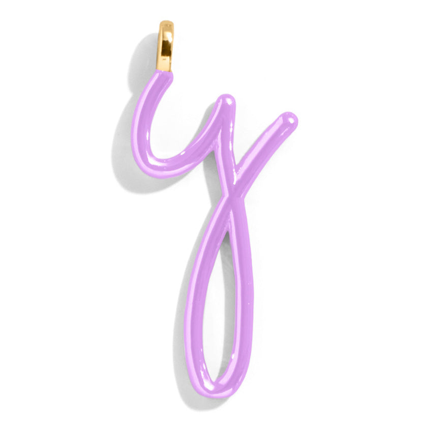 Custom Lilac Enamel Script Letter Charm - Y