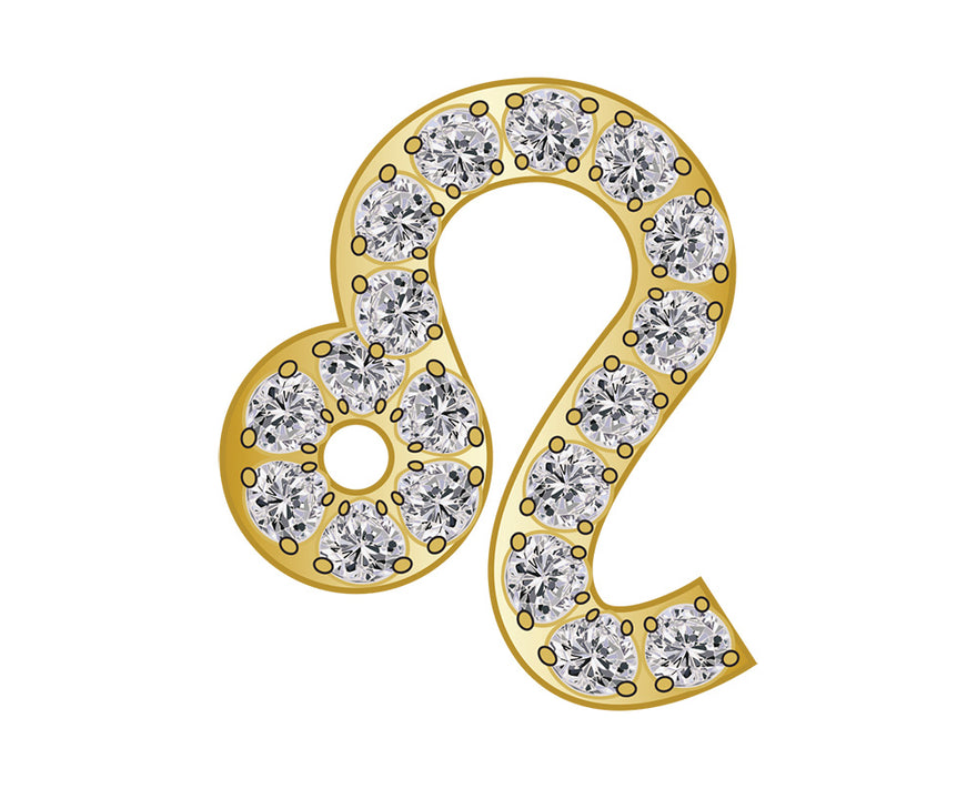 Leo Mini Zodiac Icon - Pavé/Gold