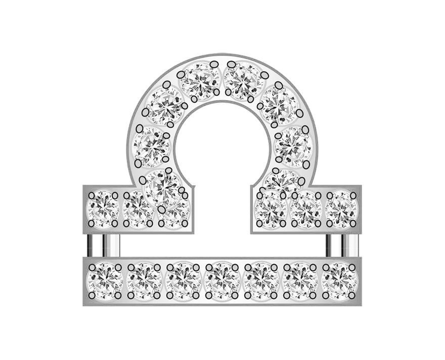 Libra Mini Zodiac Icon - Pavé/Silver