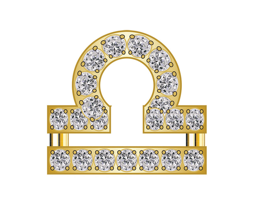 Libra Mini Zodiac Icon - Pavé/Gold