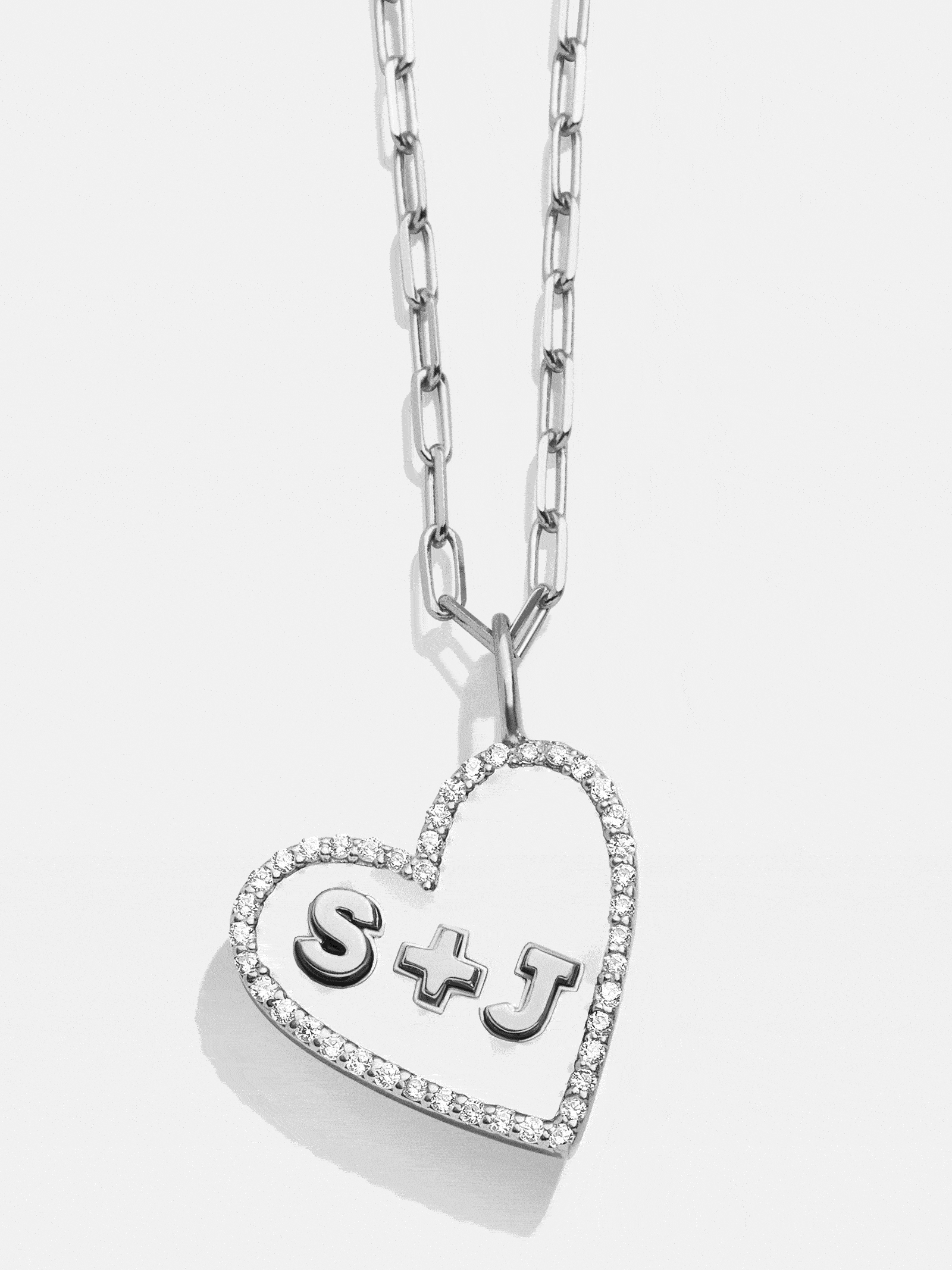 Heart J Letter Necklace Silver Sterling Silver J Letter Heart