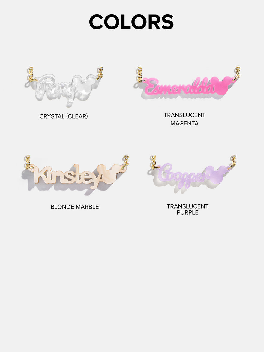 Disney Mickey Mouse Acrylic Custom Nameplate Necklace - Translucent Purple