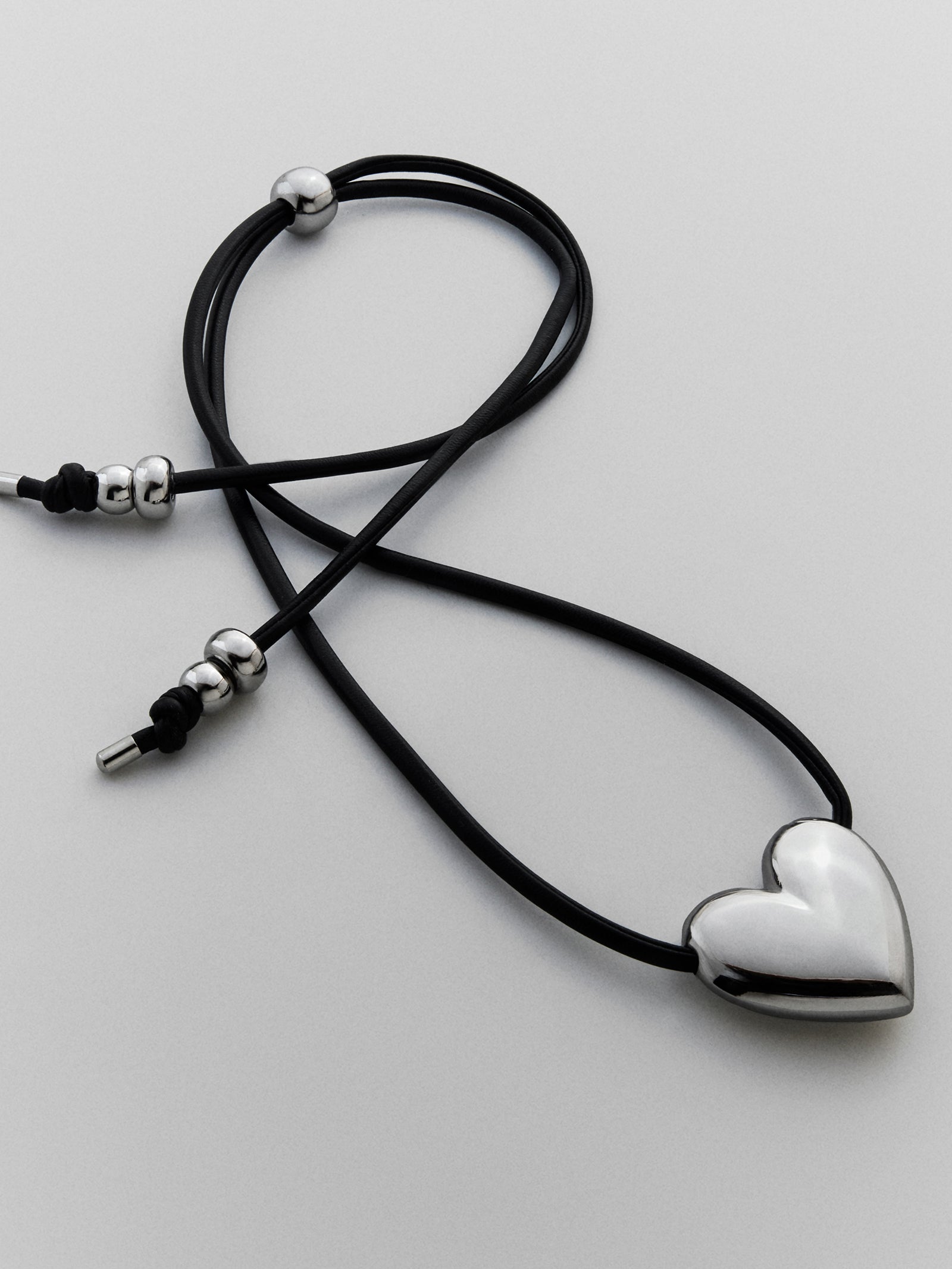 Millie Bubble Heart Cord Necklace - Silver – Silver heart pendant 
