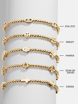 BaubleBar Christina Pisa Bracelet - Smiley Face - 
    Gold beaded motif bracelet
  
