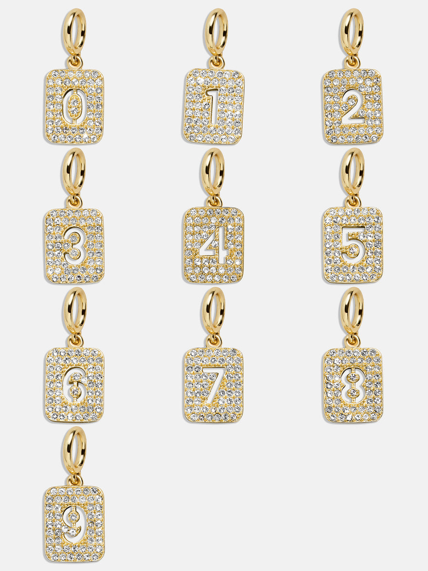 Block Pavé Number Cluster Charm - 6