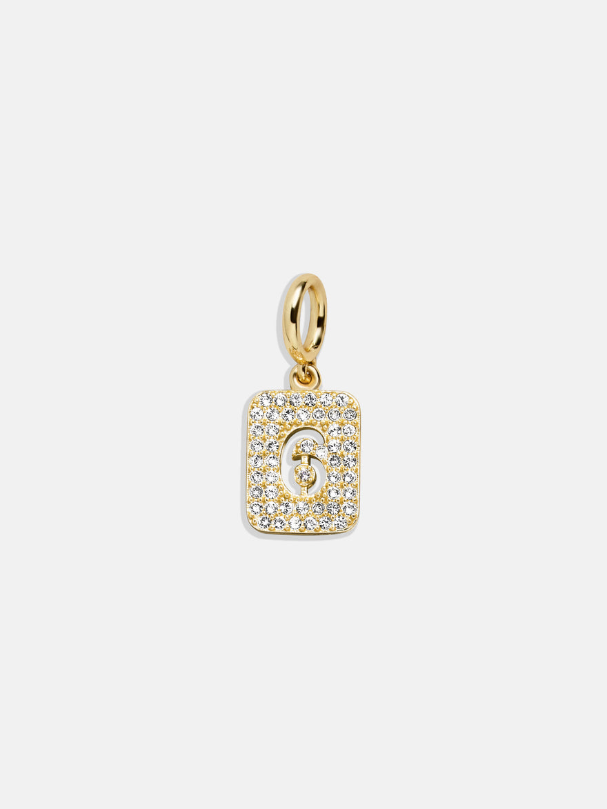 Block Pavé Number Cluster Charm - 6