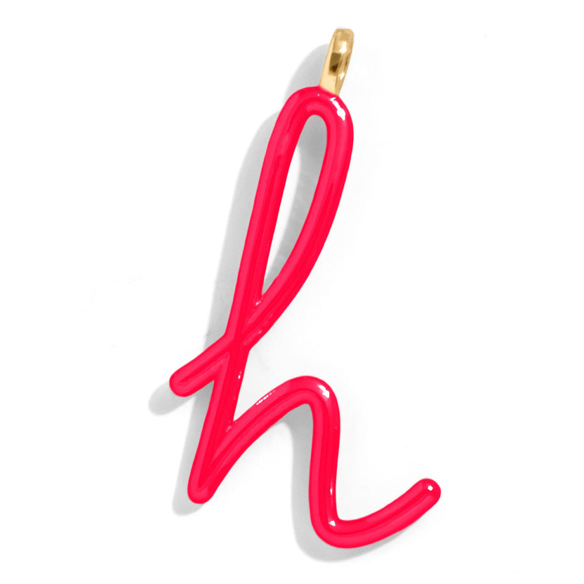 Custom Cherry Red Enamel Script Letter Charm - H