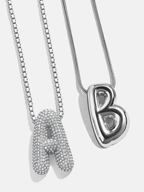 Bubble Initial Necklace - Silver