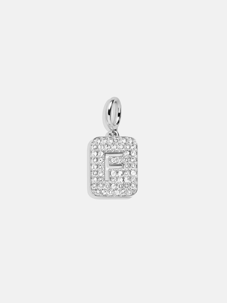 Silver Block Pave Cluster Charm - F