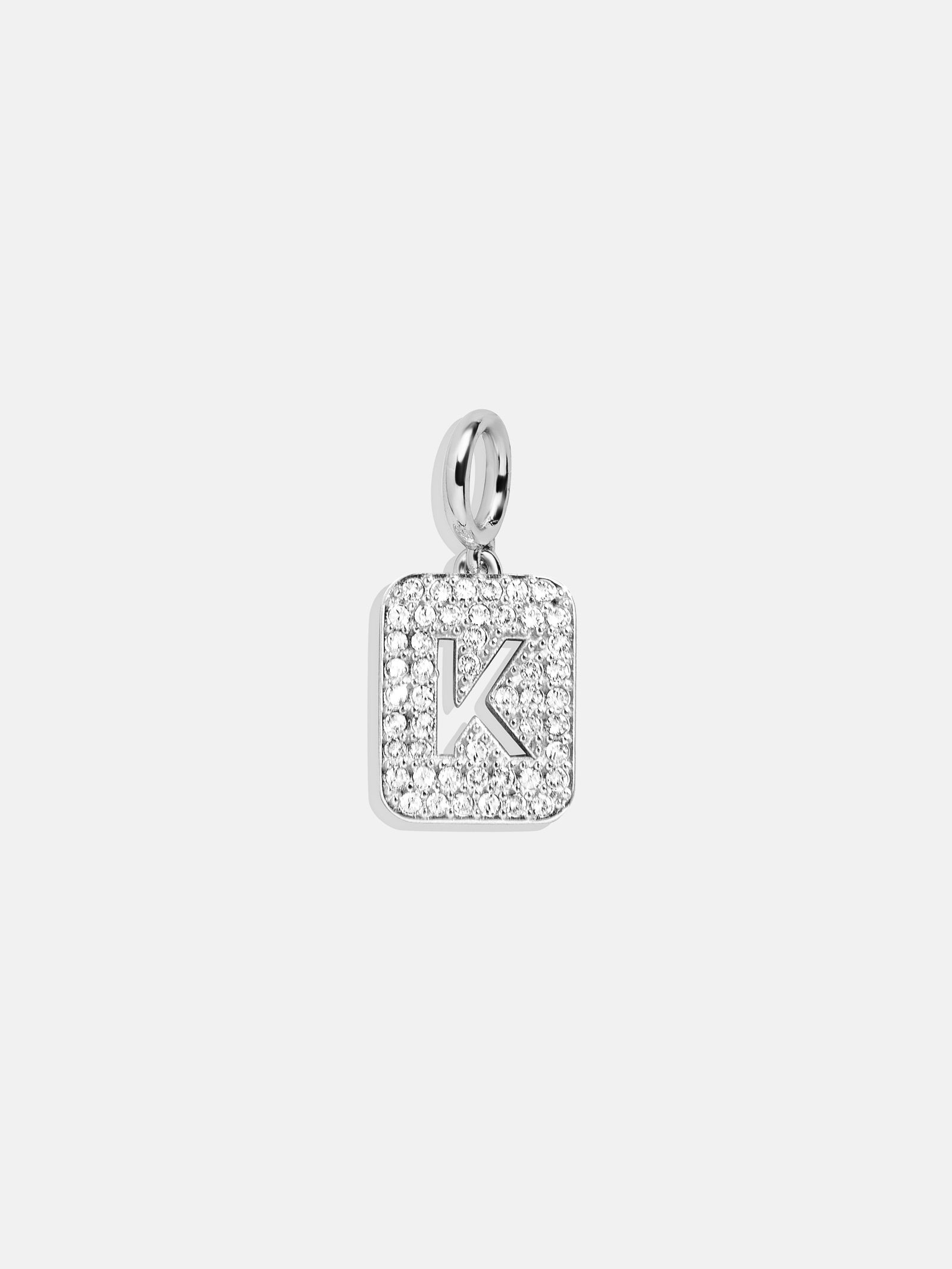 Silver Block Pave Cluster Charm K – Create your own charm