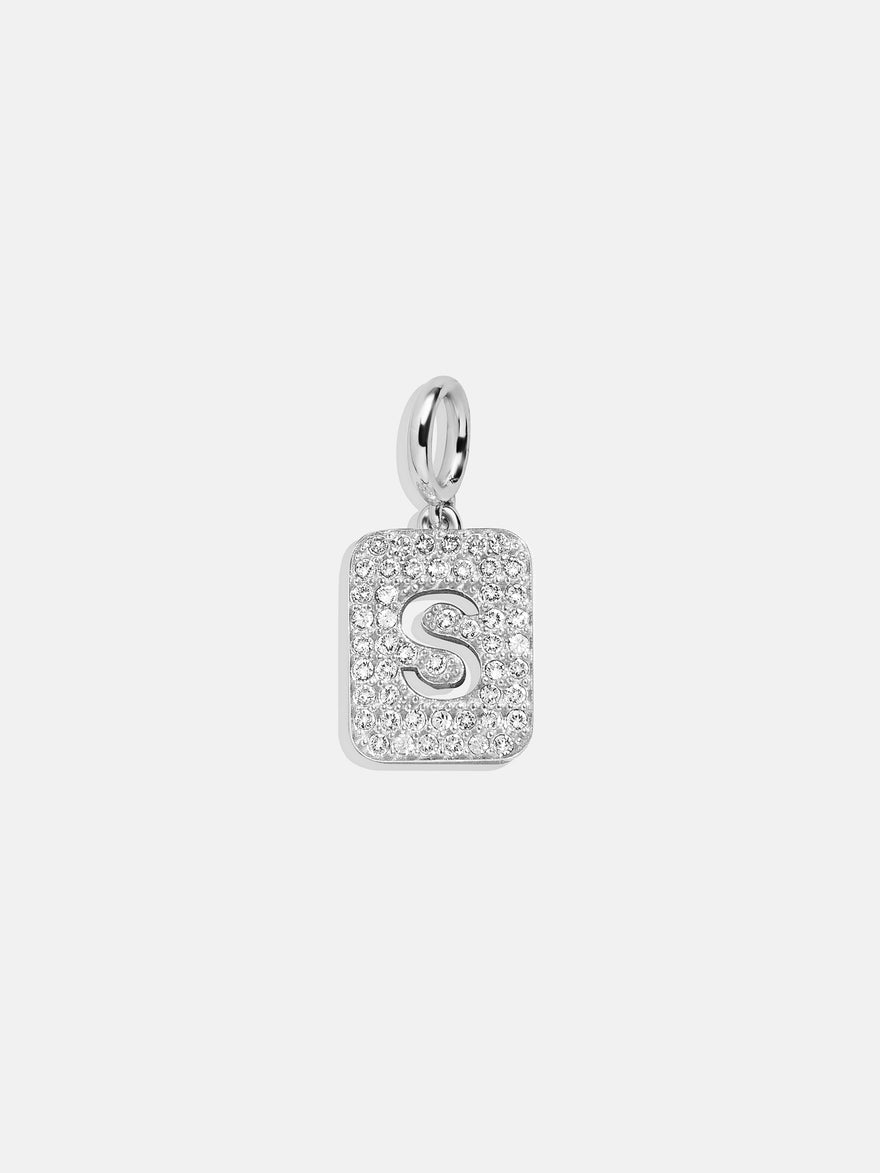 Silver Block Pave Cluster Charm - S