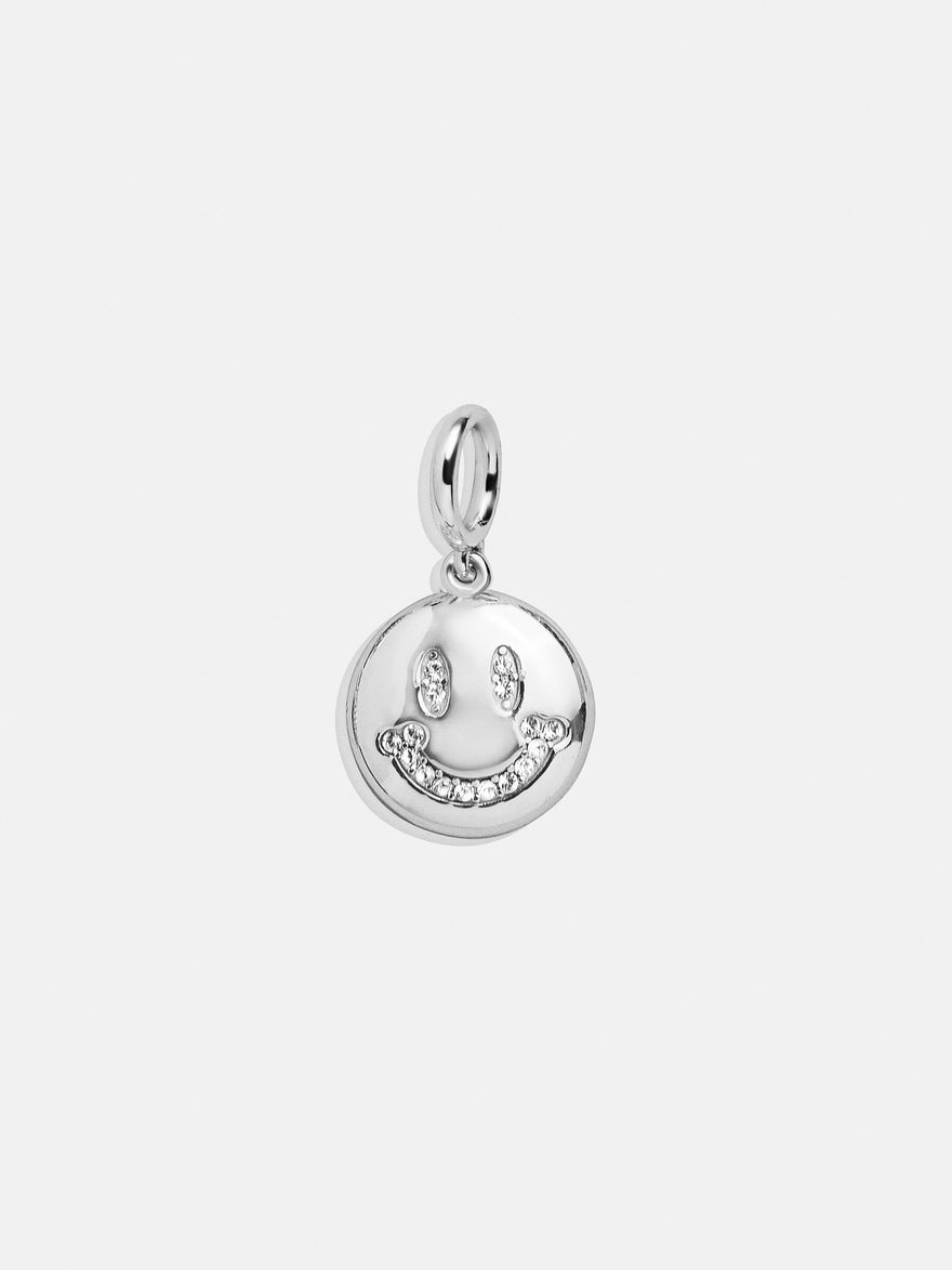 Pave Smiley Charm - Silver