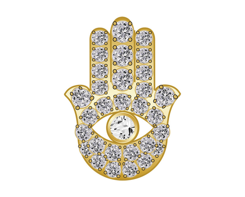 Mini Hamsa Icon - Clear/Gold