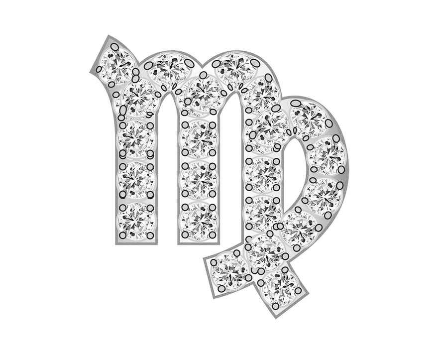 Virgo Mini Zodiac Icon - Pavé/Silver