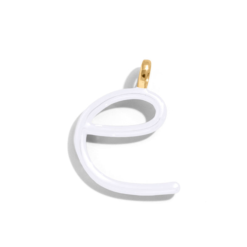 Custom Pure White Enamel Script Letter Charm - E