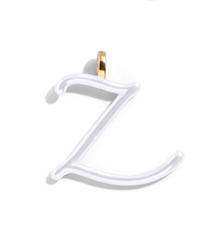 Custom Pure White Enamel Script Letter Charm - Z