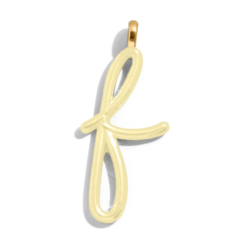 Custom Butter Yellow Enamel Script Letter Charm - F