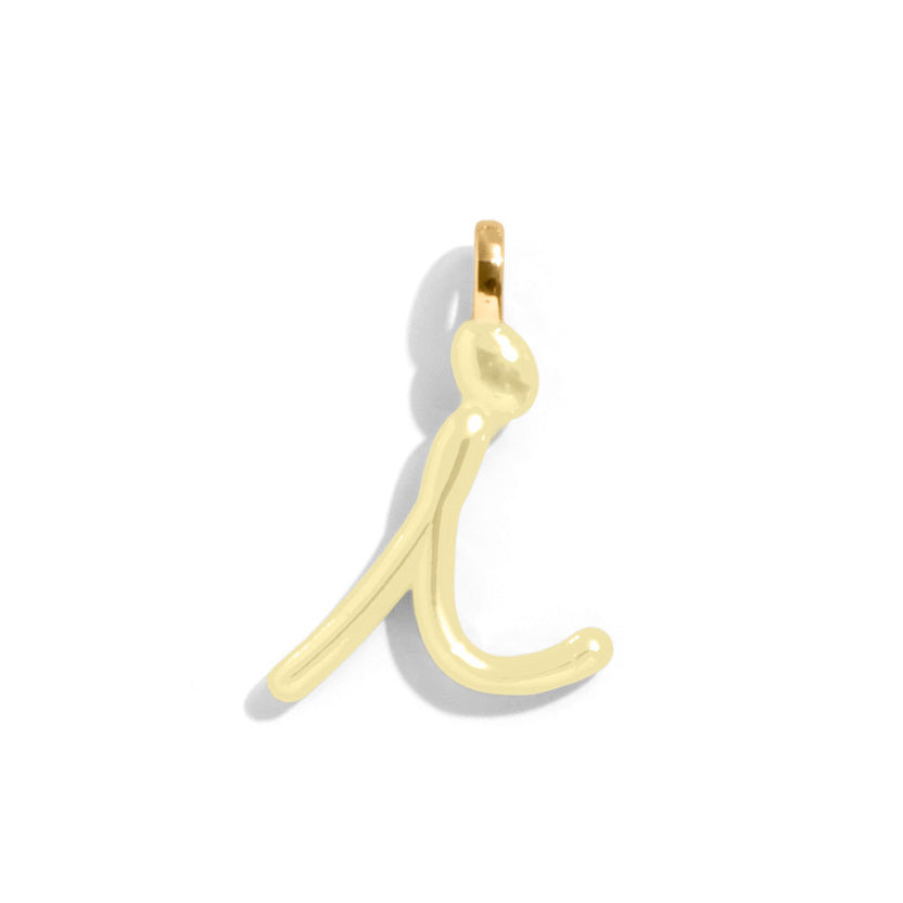 Custom Butter Yellow Enamel Script Letter Charm - I