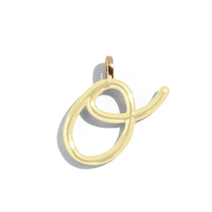 Custom Butter Yellow Enamel Script Letter Charm - O