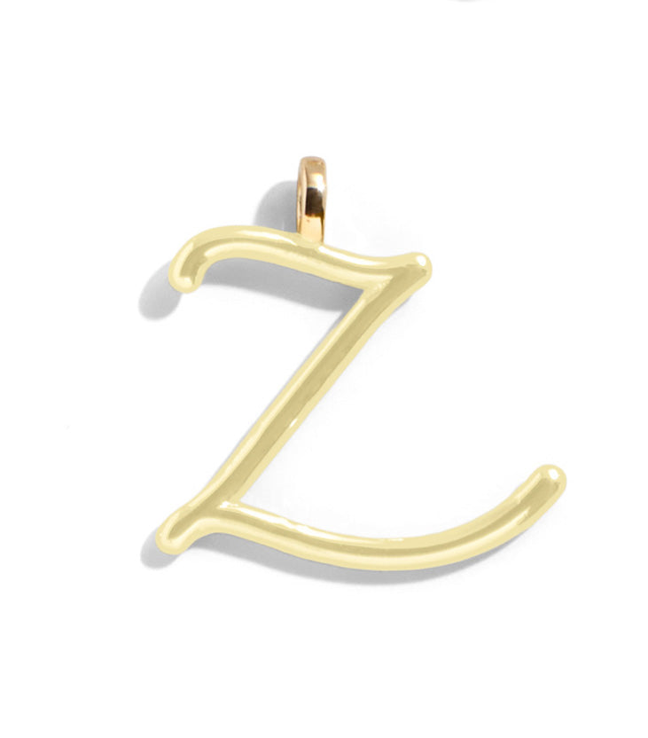 Custom Butter Yellow Enamel Script Letter Charm - Z