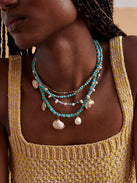 Rowan Semi-Precious Layered Necklace - Gold/Blue