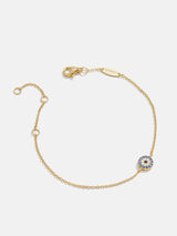 BaubleBar 18K Gold Evil Eye Bracelet - Pavé Evil Eye - 
    18K gold plated sterling silver, Cubic Zirconia stones