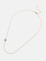 BaubleBar 18K Gold Asymmetrical Evil Eye Necklace - Evil Eye - 
    18K gold plated sterling silver, Cubic Zirconia stones