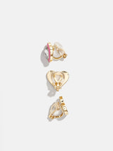 BaubleBar Sweetheart Kids' Earring Set - Heart - 
    Three pairs of kids' heart earrings