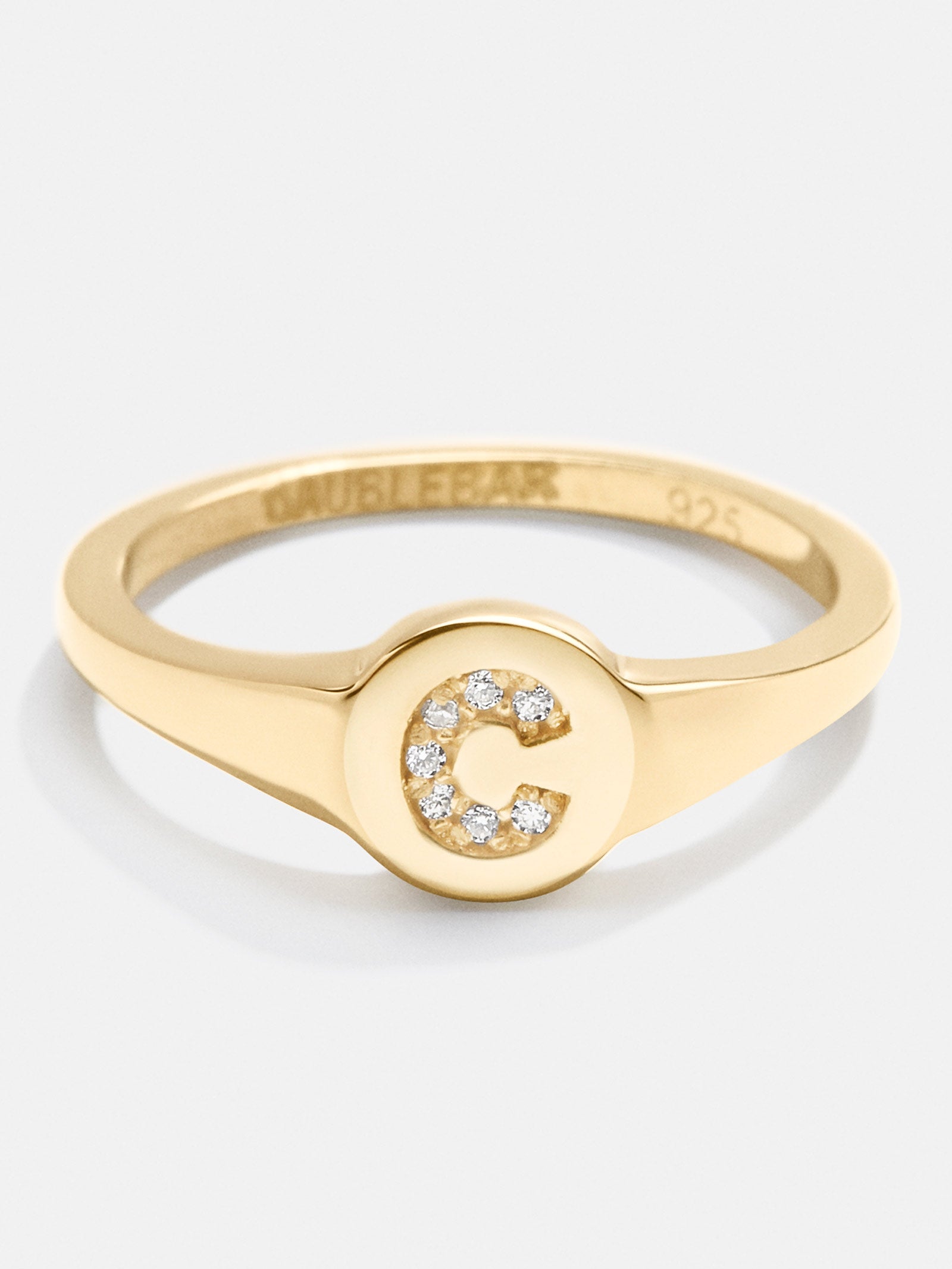 18K Gold Single Initial Signet Ring - Single Letter