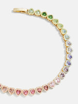 BaubleBar Kali Tennis Bracelet - Multi - 
    Rainbow heart bracelet