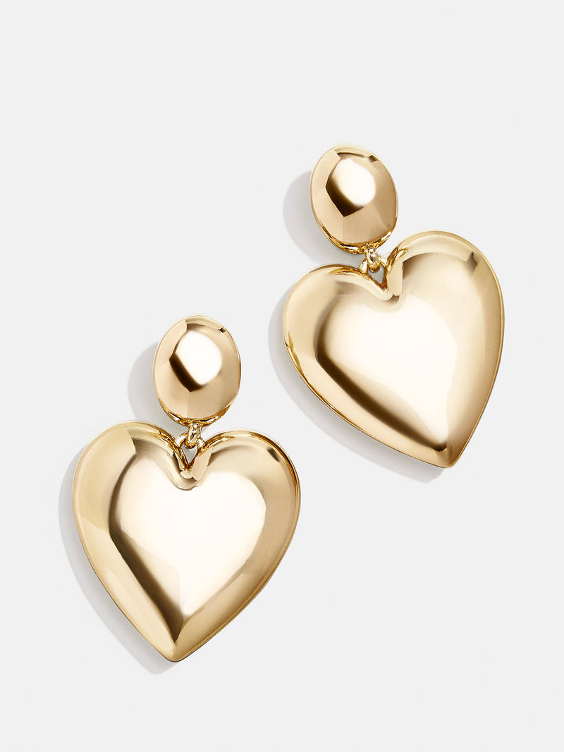 BaubleBar Sheri Earrings - Smooth Gold Heart - 
    Gold heart drop statement earrings
  

