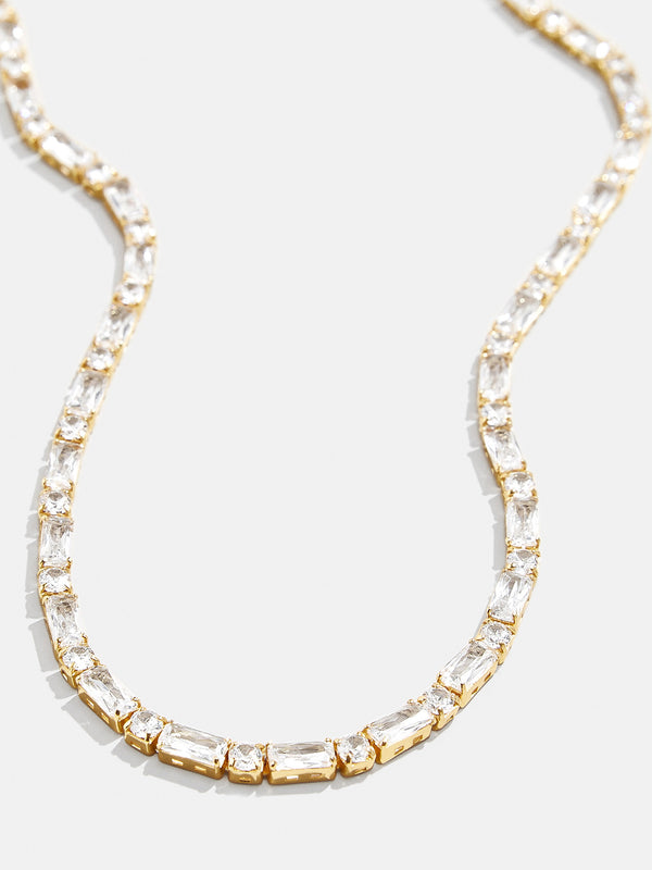 Kerri 18K Gold Adjustable Tennis Necklace - Clear/Gold
