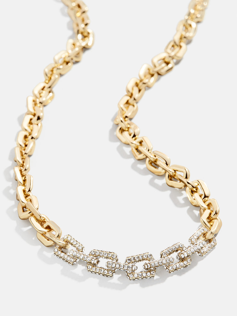 BaubleBar Heidi Necklace - Gold/Pavé - 
    Gold and crystal paperclip chain necklace
  
