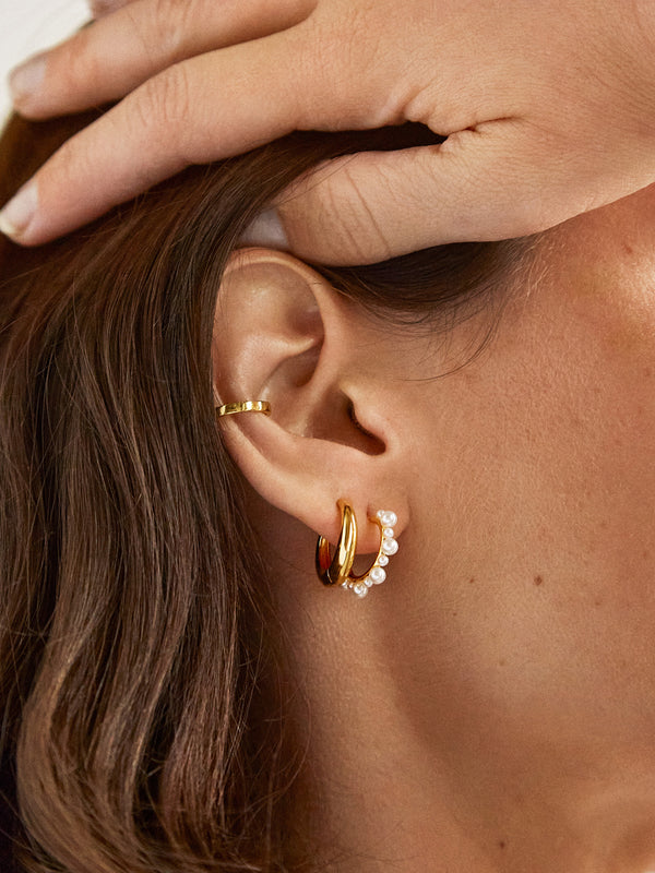 Serena 18K Gold Earrings - White