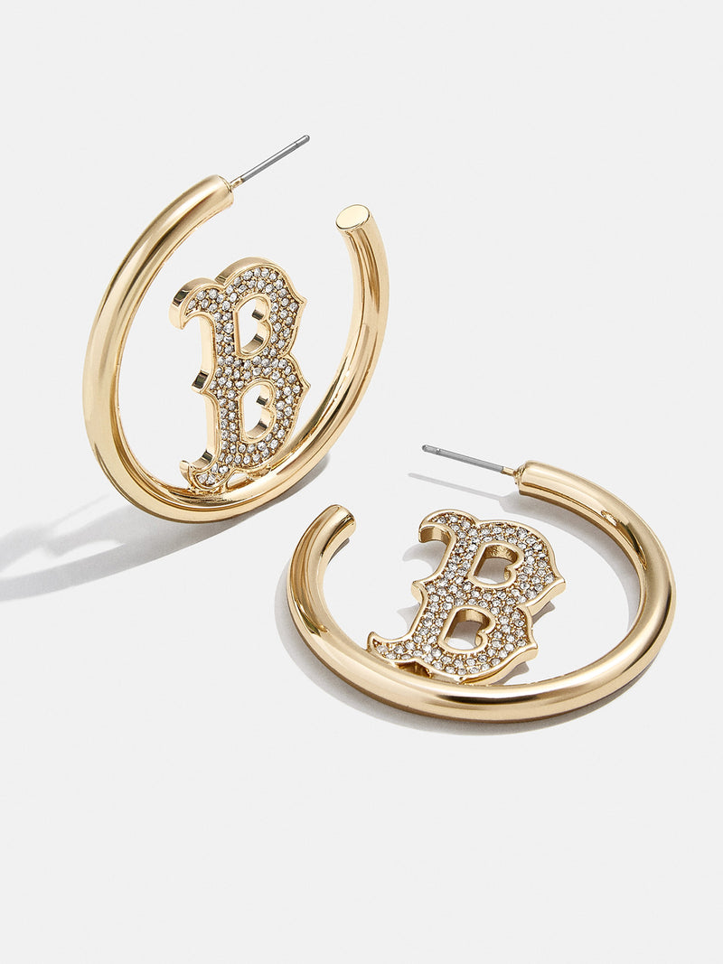 BaubleBar MLB Gold Logo Hoops - Boston Red Sox - 
    MLB hoop earrings
  
