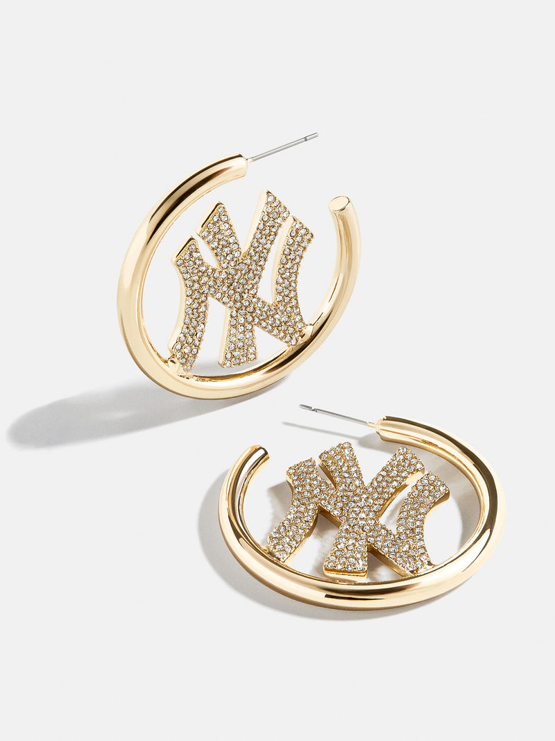 BaubleBar MLB Gold Logo Hoops - New York Yankees - 
    MLB hoop earrings
  
