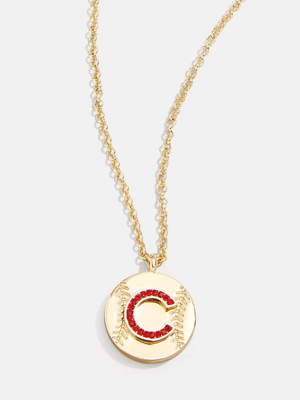 MLB Gold Baseball Charm Necklace - Chicago Cubs