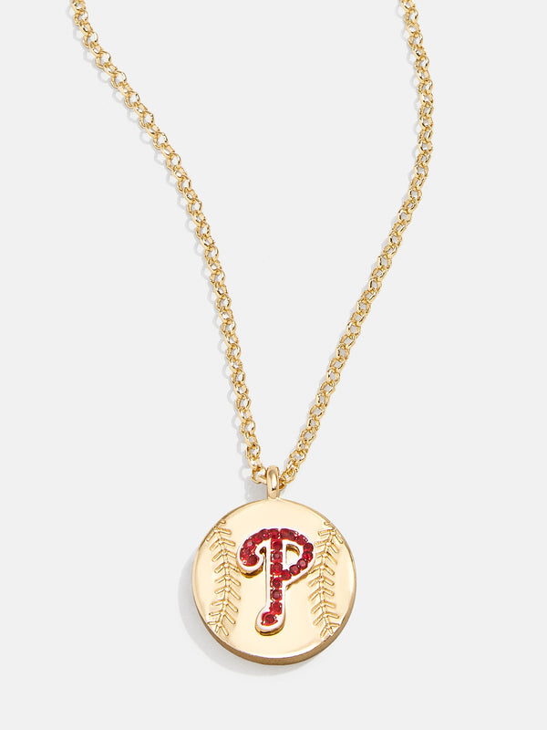 MLB Gold Baseball Charm Necklace - Philadelphia Phillies