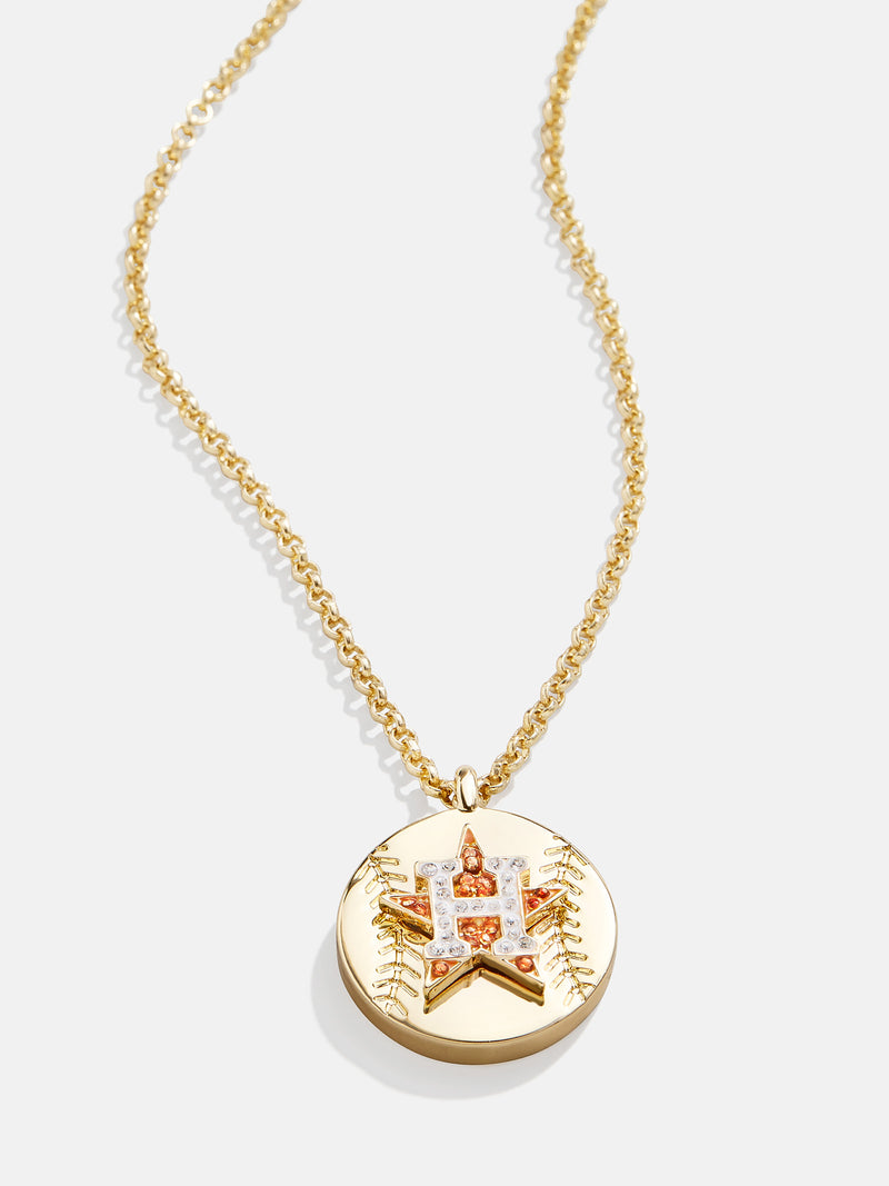 BaubleBar MLB Gold Baseball Charm Necklace - Houston Astros - 
    MLB pendant necklace
  
