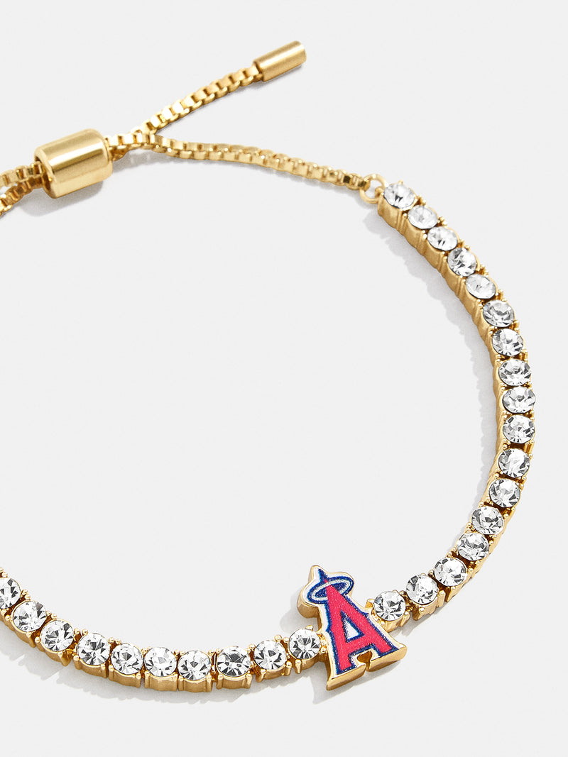 BaubleBar MLB Gold Tennis Bracelet - Los Angeles Angels - 
    MLB pull-tie bracelet
  
