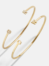 BaubleBar 18K Gold Double Initial Custom Cuff Bracelet - 
    18K Gold Plated Sterling Silver, Cubic Zirconia stones
  
