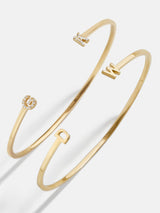 BaubleBar 18K Gold Double Initial Custom Cuff Bracelet - Gold - 
    18K Gold Plated Sterling Silver, Cubic Zirconia stones
  
