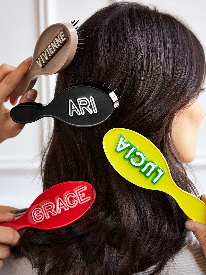 BaubleBar Block Font Mini Custom Hair Brush - Block Font Tan - 
    Personalized hair brush
  
